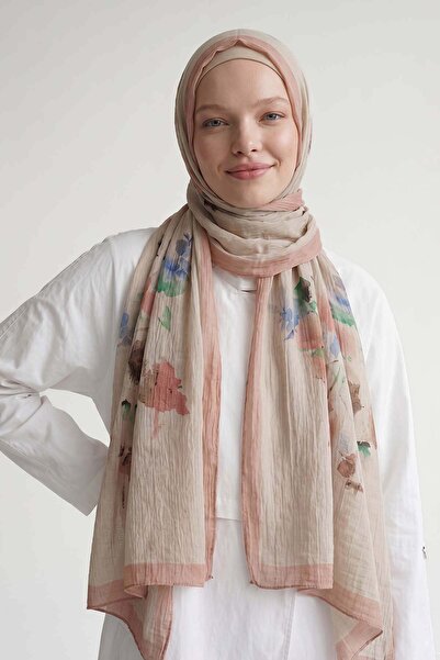 Levidor Powder Tulip Flower Patterned Muslin Shawl