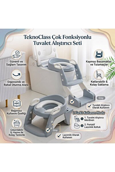 TeknoClass Merdivenli Tuvalet Adaptörü Eğitimi Alıştırma Koltuğu Tutma Kollu ...