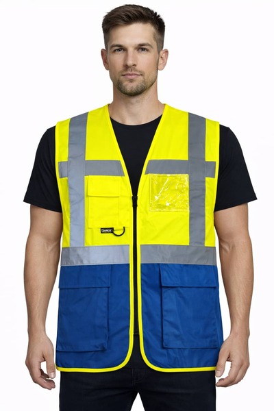 uniwest ® Reflektörlü Yönetici İkaz Yeleği – Cepli, Fermuarlı Premium İş Güve...