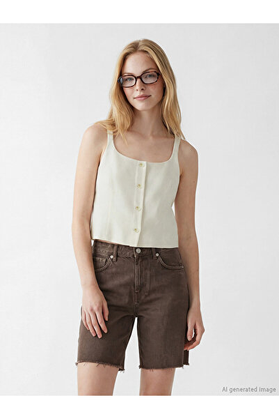 LC Waikiki Square Neck Linen Blend Women's Waistcoat