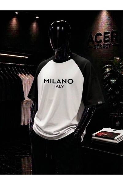 Reglan Kol Siyah Beyaz Phobia Baskılı Oversize Premium T-Shirt