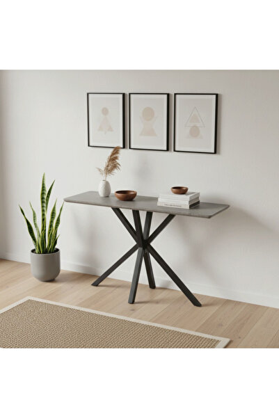 DEC13 Modern Entryway Console Table with Metal Base and High-End Geometric De...