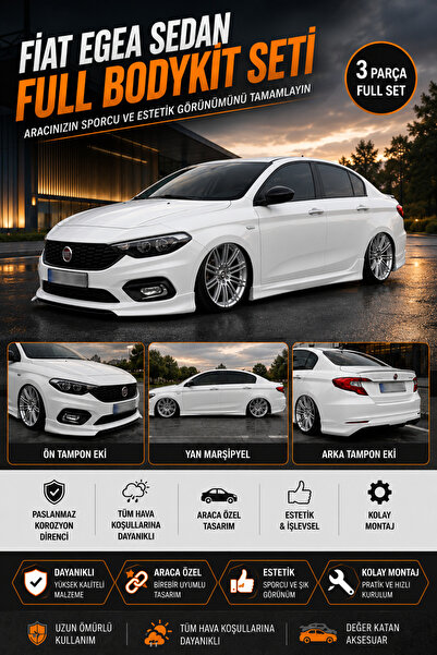 ModGR-Dizayn FİAT EGEA SEDAN 2015-2020 ARACA ÖZEL FULL BODYKİT SETİ (BEYAZ)