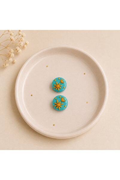 ADAMODART Handmade Blue Earth Sun Moon Murano Glass Beads (2 Pieces)