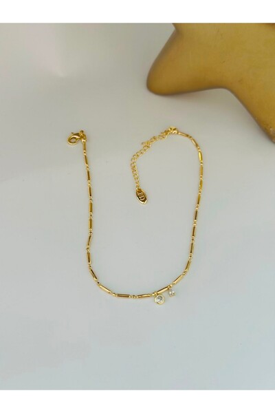 BYYEŞO Single Stone Detailed Steel Anklet