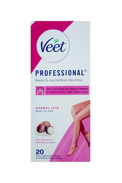 Veet Professional Wax Strips with Shea Butter & Acal Berry Scent – 20 Strips