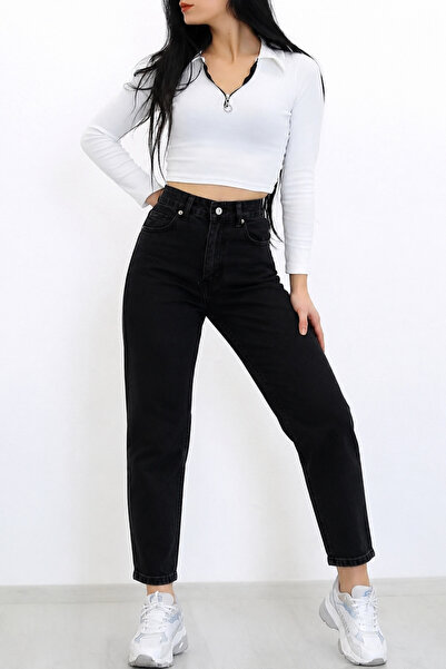 sion jeans Women's Boyfriend High Waist Black Mom Jeans Daily Comfortable Wea...