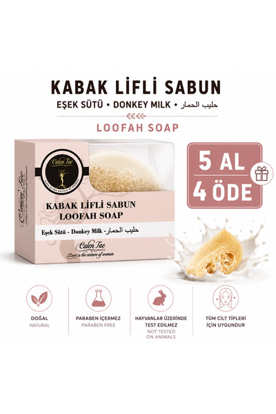 ADALAR Doğal Kabak Lifli Ballı Eşek Sütlü Sabun El Yapımı Kimyasal İçermez