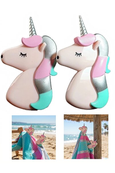 Yenigeldi 2Adet Unicorn Plaj Havlu Mandalı - Şezlong Havlu Sabitleyici Seviml...