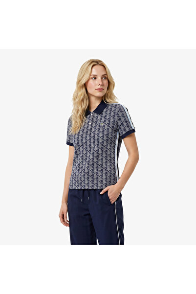 Lacoste Slim Fit Monogram Kadın Siyah Polo