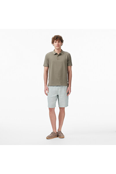 Nautica Erkek Yeşil Regular Fit Keten Şort