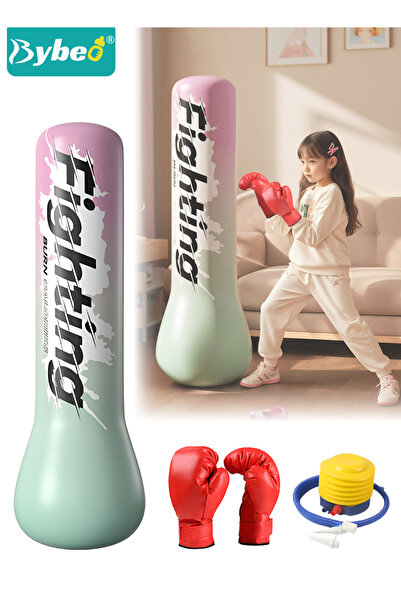 BYBEO Inflatable Kids Punching Bag Set, 150cm – Includes Gloves & Pump