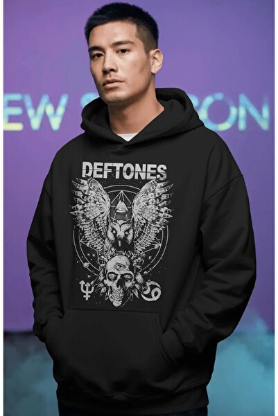 SEVBANO Hanorac premium supradimensionat unisex cu imprimeu frontal Deftones ...