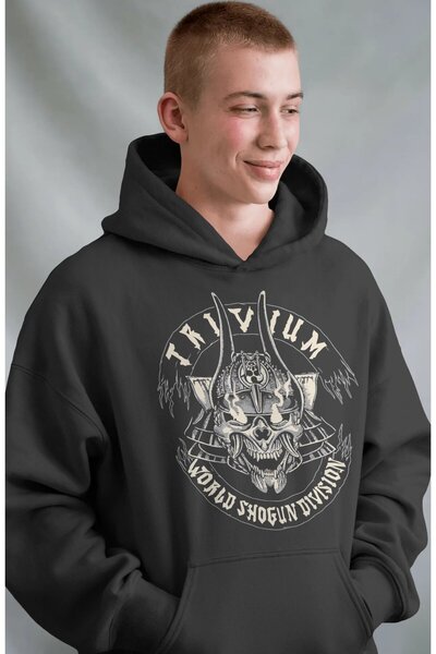SEVBANO Hanorac premium oversize unisex cu imprimeu frontal Trivium Rock Meta...
