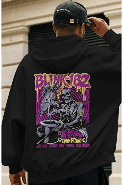 SEVBANO هودي فاخر كبير الحجم مطبوع عليه فرقة موسيقى روك ميتال Blink-182 للجنسين
