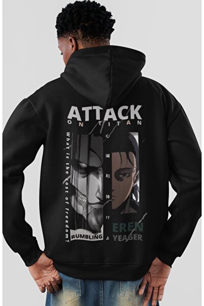 SEVBANO هودي من القطن الممشط مطبوع عليه أنمي Attack On Titan Eren Yeager للجن...