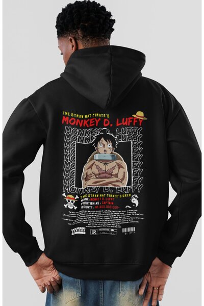 SEVBANO هودي قطني ممشط كبير الحجم للجنسين مطبوع عليه One Piece Monkey D. Luff...
