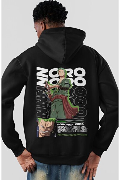 SEVBANO هودي قطني ممشط كبير الحجم للجنسين مطبوع عليه One Piece Roronoa Zoro A...