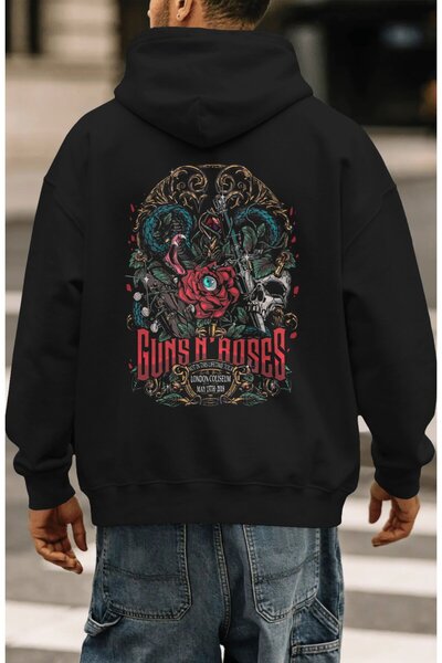SEVBANO هودي فاخر كبير الحجم مطبوع عليه فرقة موسيقى روك ميتال Guns N' Roses ل...