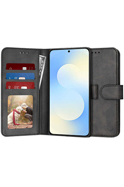 Techsuit Husă pentru Samsung Galaxy S25 FE, tip agendă, negru - negru