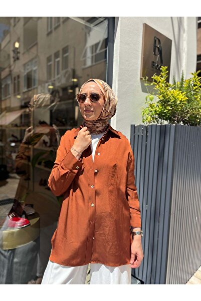TERZİ DÜKKANI TD4765 Lilac Asetat Kadın Gömlek Kiremit