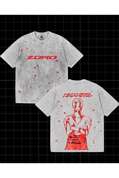 Toum Anime One Piece Zoro Printed Washable Vintage Unisex Oversize T-Shirt