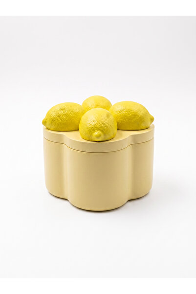 BELLATRİX ATÖLYE Decorative Box with Lemon Figure and Yellow Lid