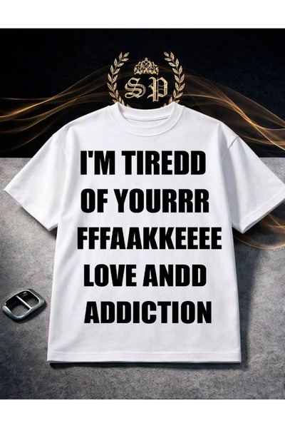 StartMore RED FAKELOVE Baskılı Vintage Y2K Tee %100 Pamuk Tişört