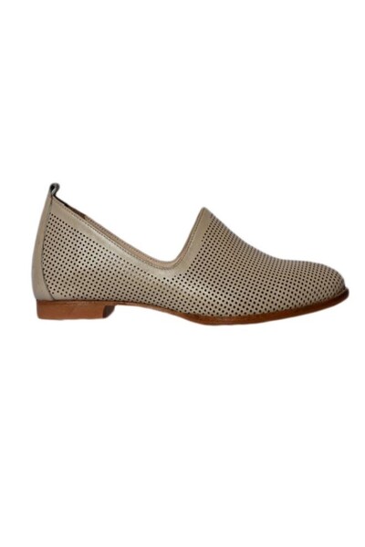 OEM Balerin trendy din piele naturala moale, culoare crem, cu toc mic
