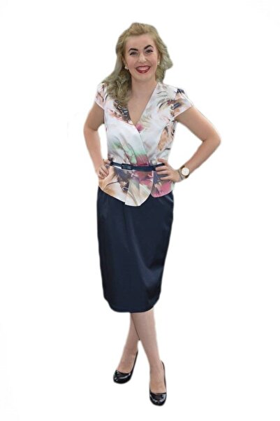 OEM Rochie feminina, cu peplum, in nuante de bleumarin