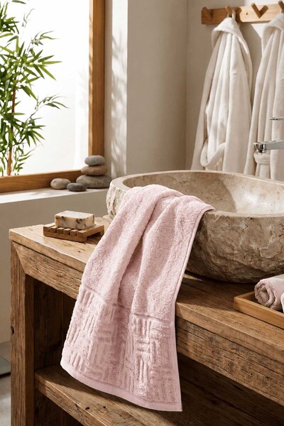 Mira Home Hand and Face Towel 50X90 cm 100% Cotton Partial Velvet Vento Pink
