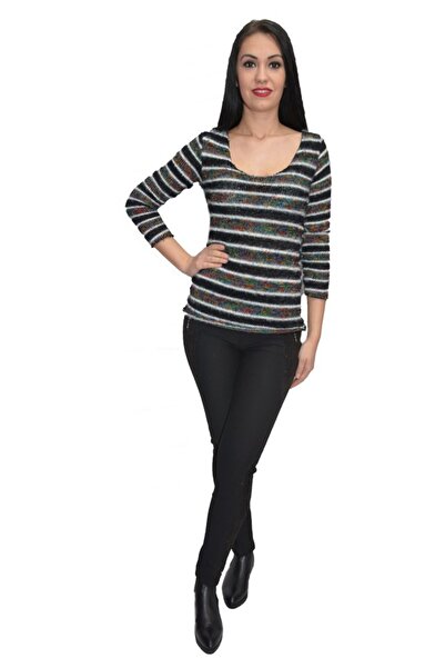 OEM Bluza tricotata,model multicolor ,nuanta neagra