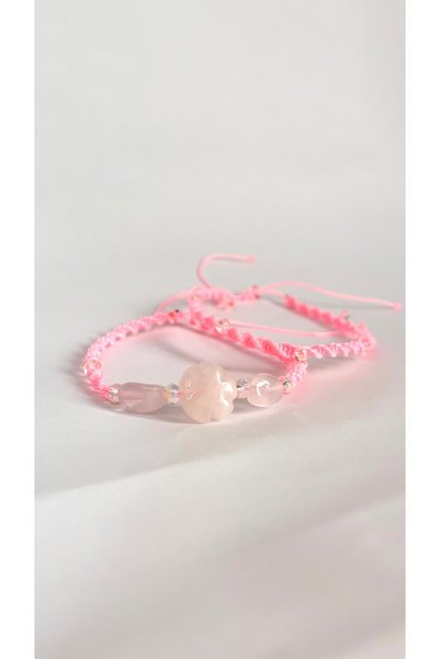 Generic Brand Pink Quartz Macrame Bracelet