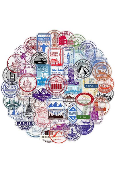 Choice 50pcs 50Pcs Transparent Retro Stamps Sticker DIY Phone Laptop Luggage ...
