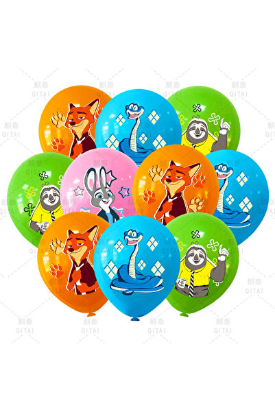 Choice4 Bandai 12pcs New Zootopia Balloons Wild Animal Latex Balloon Cartoon ...