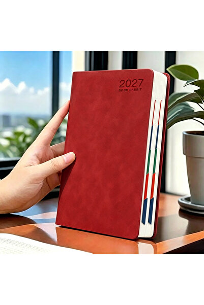 Choice مفكرة يومية حمراء A5 لعام 2027، 320 صفحة، دفتر ملاحظات مع 365 يومًا لل...