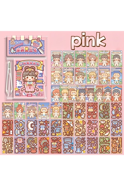 Choice4 Pink 1 Mini Dress-Up Sticker Book, Small Bean-Sized Notebook, Easy to...