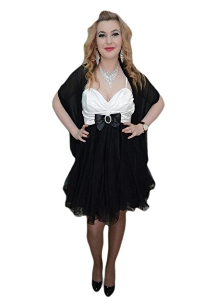 OEM Rochie fashion, nuanta de negru-alb, esarfa rafinata