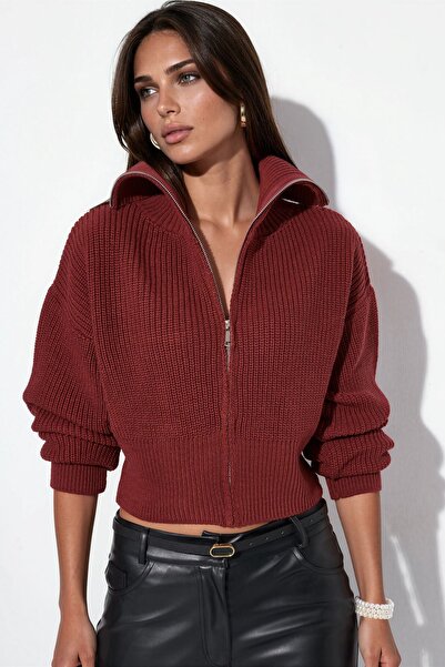 Hiccup Viorna Women's Short Ribbed Zipper Cardigan