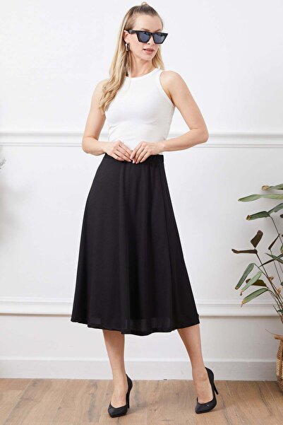Fulla Moda تنورة متوسطة الطول بخصر مطاطي مزينة بالترتر