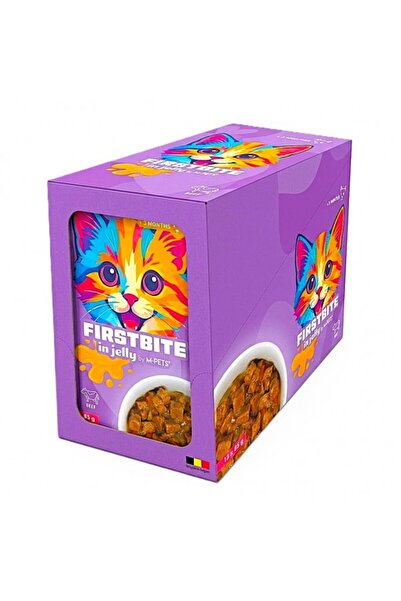 M-PETS FIRSTBITE Beef in Jelly Wet Cat Food Pouches 12x85g – High Meat Conten...