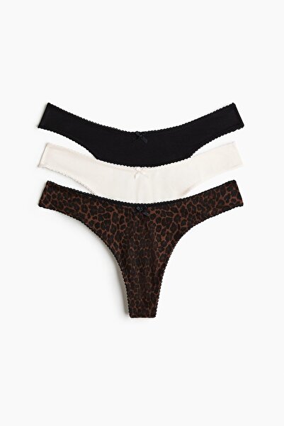 H&M 3'lü Pamuklu Thong Külot