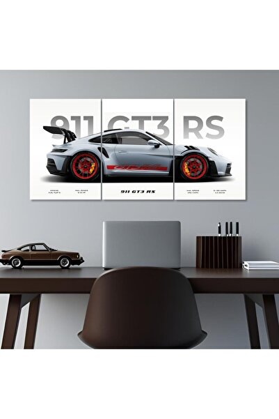 HOME MODE Porsche 911 GT3 RS 3 Panel Canvas Wall Art | 30x40 Inches Gallery W...
