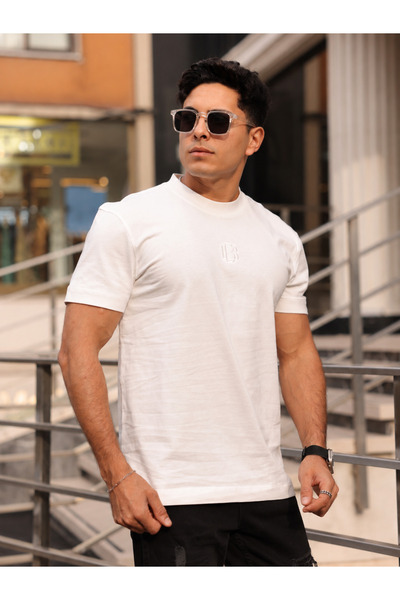 BAS Erkek Yarım Oversize %100 Pamuk Bisiklet Yaka Basic Tişört
