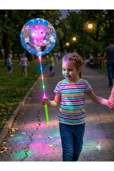 CEDAN Işıklı 3 fonksiyonlu Kuromi Figürlü Balon İçinde Balon – Şeffaf LED Işı...