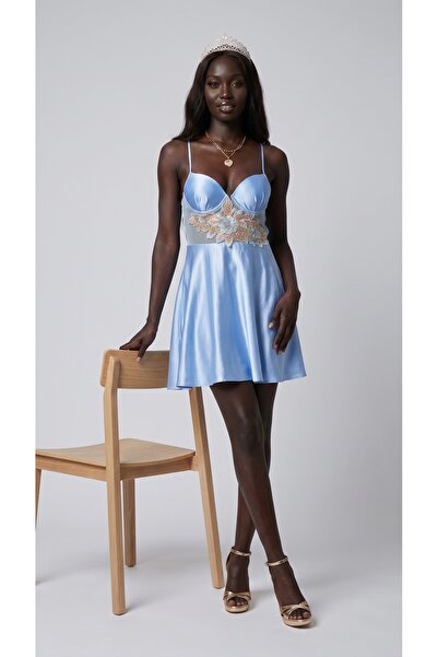 Lama Lingerie Kadın Saten Gecelik – Sırt Dekolteli, Dantel Detaylı, Şık ve Ra...