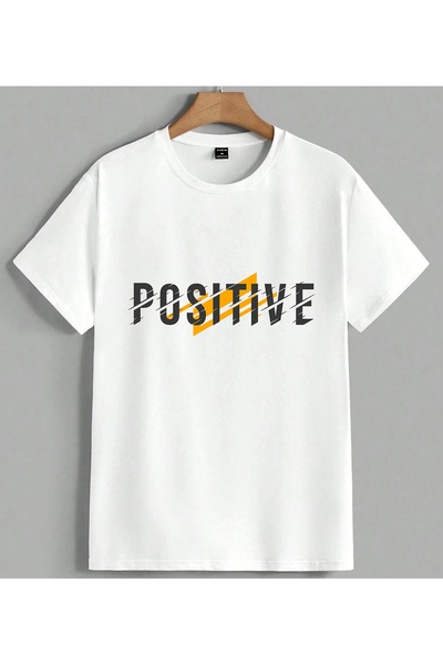 ELFERA Positive Sari Ok Motivational Printed Unisex Oversize T-Shirt White