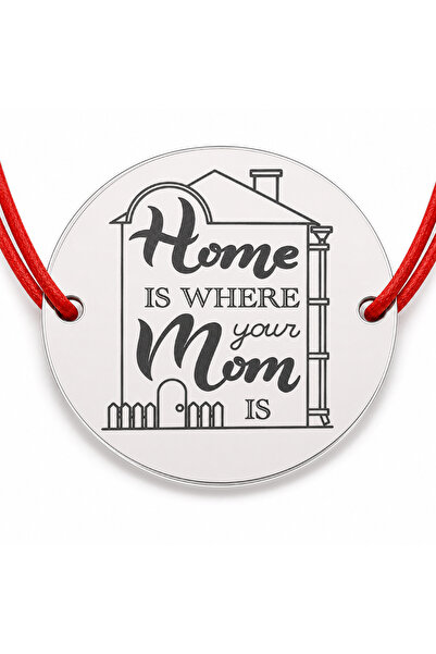 Simoshop Brățară argint 925 cu bănuț Home Is Where Mom Is, șnur reglabil — cadou