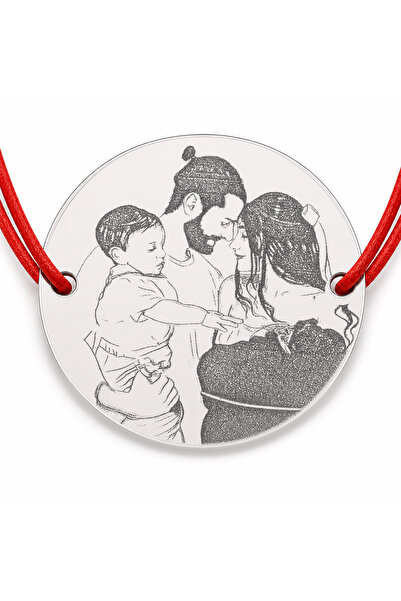 Simoshop Brățară argint 925 cu bănuț familie tânără, șnur reglabil — cadou