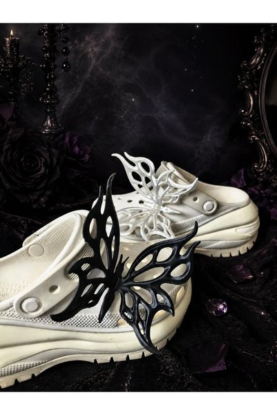 Eilo Gothic Butterfly Jibbitz Croc Slipper Ornament Large Size 3D Design Perforated Slipper Charm